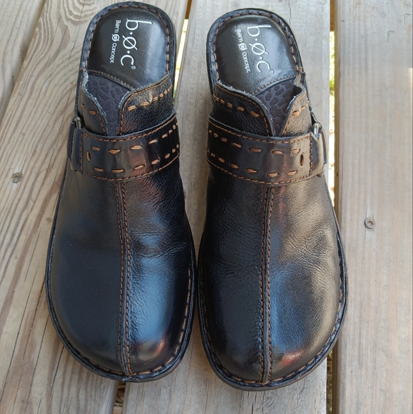 B.O.C. Born Concept Comfort Slip On Black Leather Clogs Mules Women's Size 11 - Picture 5 of 14